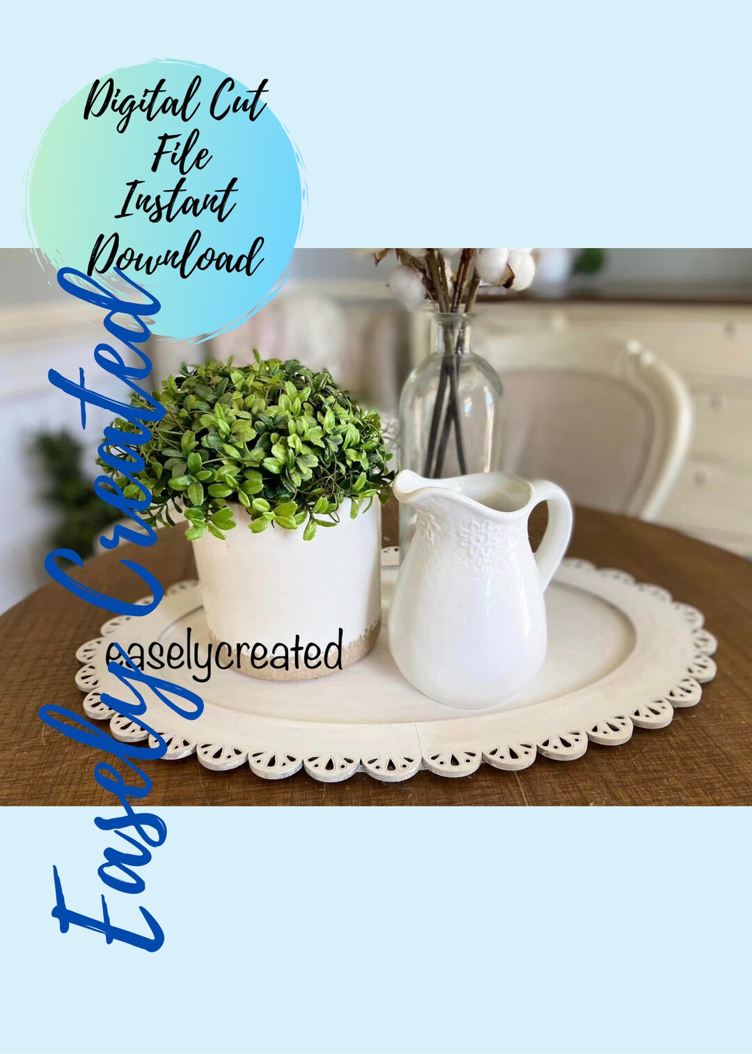 Doily Platter Charger Plate Digital File Farmhouse Plate Tray Sign SVG