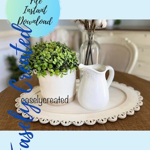 Doily Platter Charger Plate  Digital File  -  Farmhouse Plate Tray  Sign SVG sign Vintage Plate Display SVG  Glowforge Laser Ready SVG