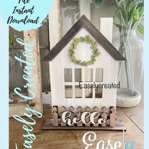 Interchangeable House Shelf Sitter SVG - Seasonal Interchangeable House insert SVG Glowforge SVG Home changeable Sign all Season Holiday