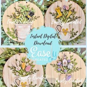 Inserts ONLY "Spring Easter for the Changeable Vintage Pitcher, Bucket & Jar Door Hanger Interchangeable SVG Porch Laser Ready Glowforge