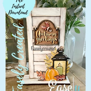 Mini  Post Sign Interchangeable insert "Hello Fall Lantern" Shelf Sitter Sign SVG  Holiday Seasonal Glowforge SVG  changeable Sign