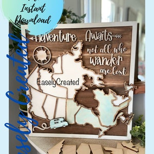 Kanada Reisezustand Karte Zeichen SVG-Datei - Reisezustand Karte Zeichen Kalender - Alle Jahreszeiten austauschbares Zeichen SVG Winter Herbst Sommer Frühling