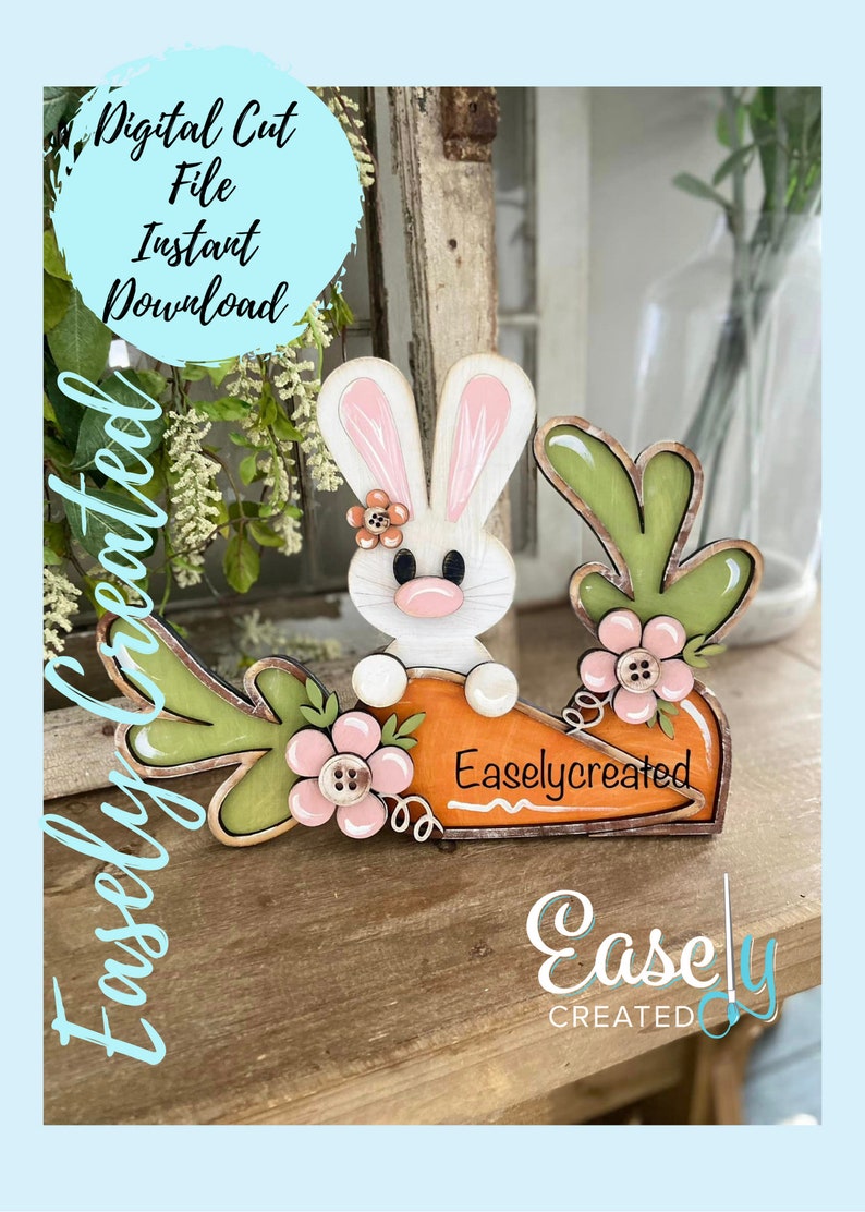 Shelf Sitters Spring Easter Bunny Sign Glowforge Laser Ready SVG ...