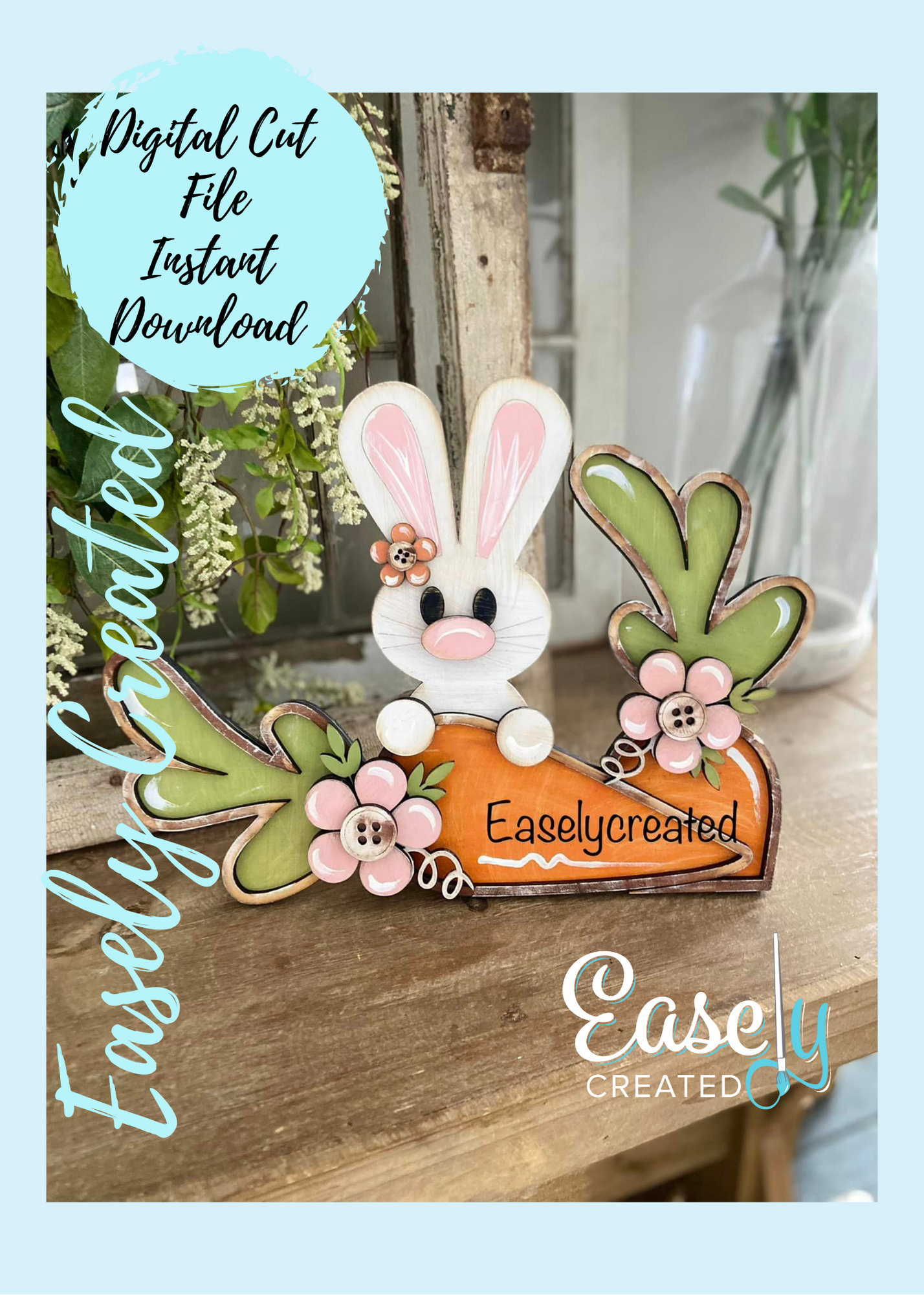 Shelf Sitters Spring Easter Bunny Sign Glowforge Laser Ready SVG ...