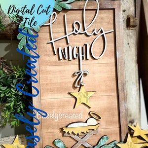 Holy Night Christmas Countdown Sign SVG File   Christmas Holiday Sign Sign SVG - Christmas Jesus Sign Sign Glowforge SVG Baby Jesus Nativity