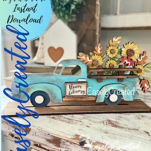 Seasonal Interchangeable Sign SVG File  - Seasonal Interchangeable Truck - All Seasons Interchangeable  Sign SVG Vintage Truck with Flowers