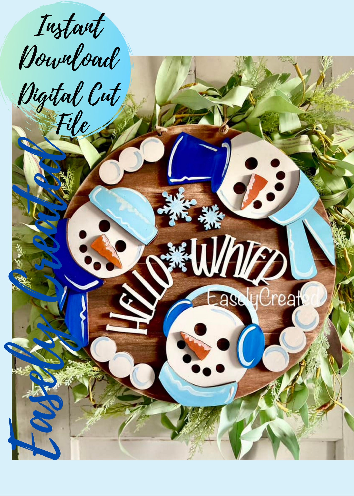 Snowman Door Hanger Sign SVG File - 15" Shiplap Let It Snow Sign ...