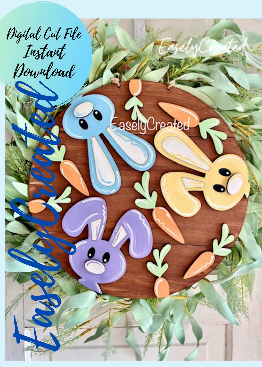 Easter Door Hanger Sign SVG File - 15" Shiplap Bunny Door Hanger Sign ...