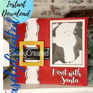 Santa Frame SVG File Holiday SVG Sign- Visit With Santa Picture Frame SVG -  Christmas Picture Frame Glowfirge