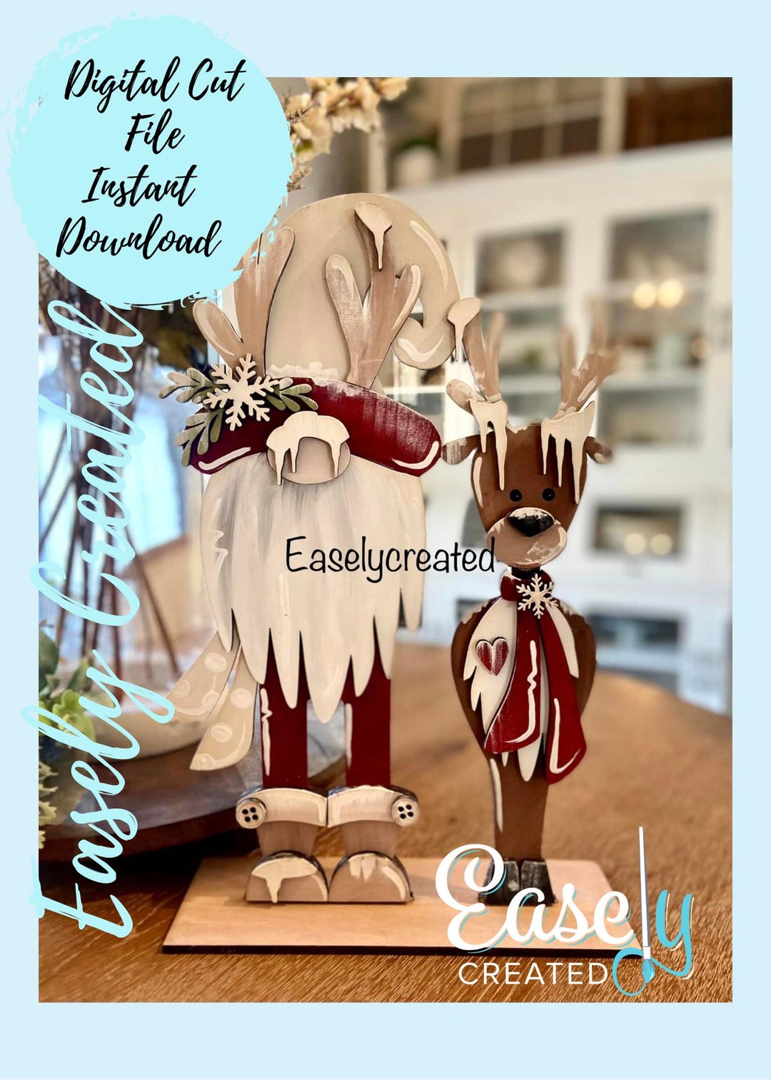 Oh Deer Winter is Here Reindeer Gnome Door Shelf Sitter Sign SVG ...