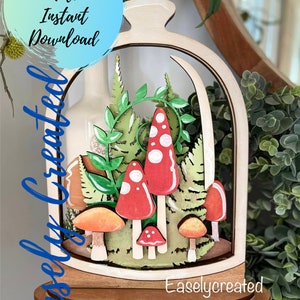 Mushroom Plant Terrarium Digital File - Fern Fungi Sign - Plant lady Sign -  Mushrooms SVG sign - Sign Glowforge laser cut file