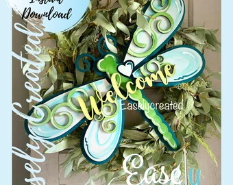 Dragon fly  welcome door  Hanger Sign SVG File  Spring  Summer  Porch Sign SVG -  Sign Glowforge SVG