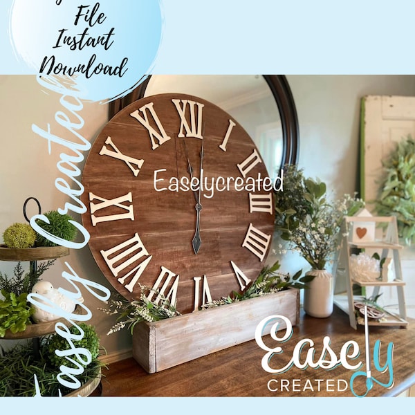 30" Wall Clock Digital File -Farmhouse Sign Rustic SVG sign - Wooden Circular Wall A Glowforge Laser Ready SVG