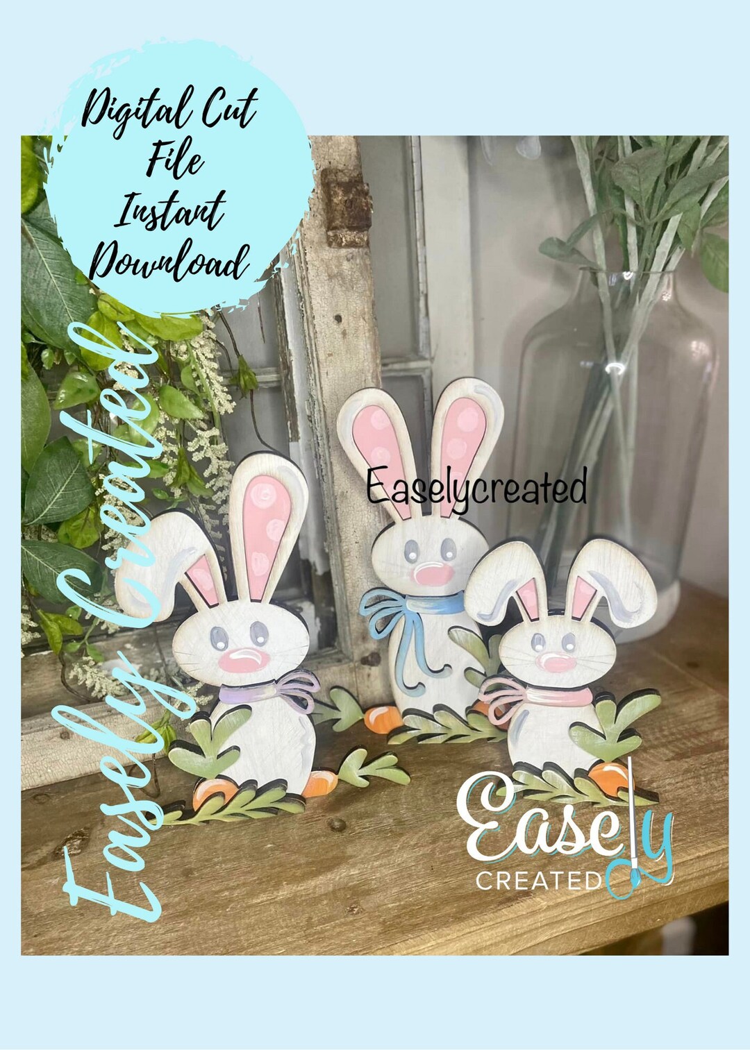Shelf Sitters Spring Easter Bunny Sign Glowforge Laser Ready SVG ...