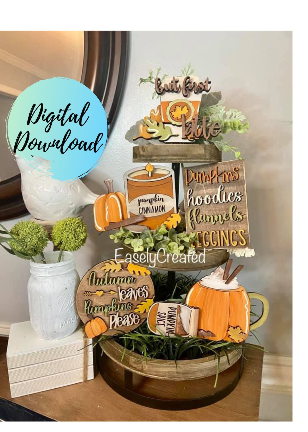Pumpkin Spice Tiered Tray Digital Download File - Fall Tiered Tray ...