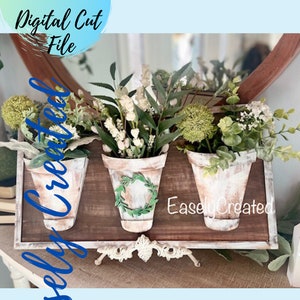Flower Holder Digital File -  Flower Display  -  Farmhouse  SVG sign - 3d Hanging Flower Holder Sign SVG  Glowforge Laser Ready SVG