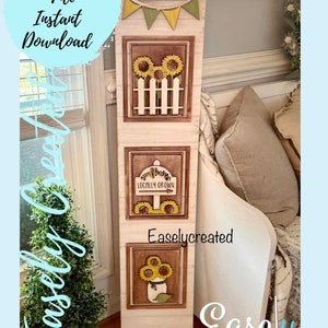 Large 42&quot;  Interchangeable Ladder Sunflower Seasonal  Sign SVG Home Sweet Home Display Easel Holiday  Glowforge SVG  Home Interchangeable