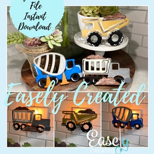 Bundle Kids Construction Dump Truck Night Light Attachment SVG  Holiday  Glowforge SVG  Nite Lite Interchangeable Seasonal Sign