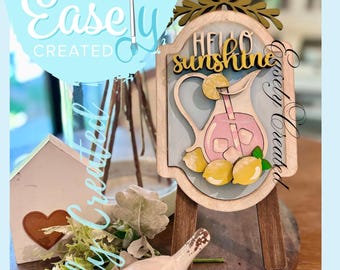 Cavalete de mesa com inserção intercambiável "Limonada" - Sazonal Intercambiável Glowforge SVG Home mutável Estação Feriado