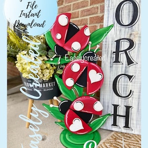Marienkäfer Veranda Ausschnitt Zeichen SVG-Datei Frühling Sommer Veranda Zeichen SVG - Zeichen Glowforge SVG Lady Bug