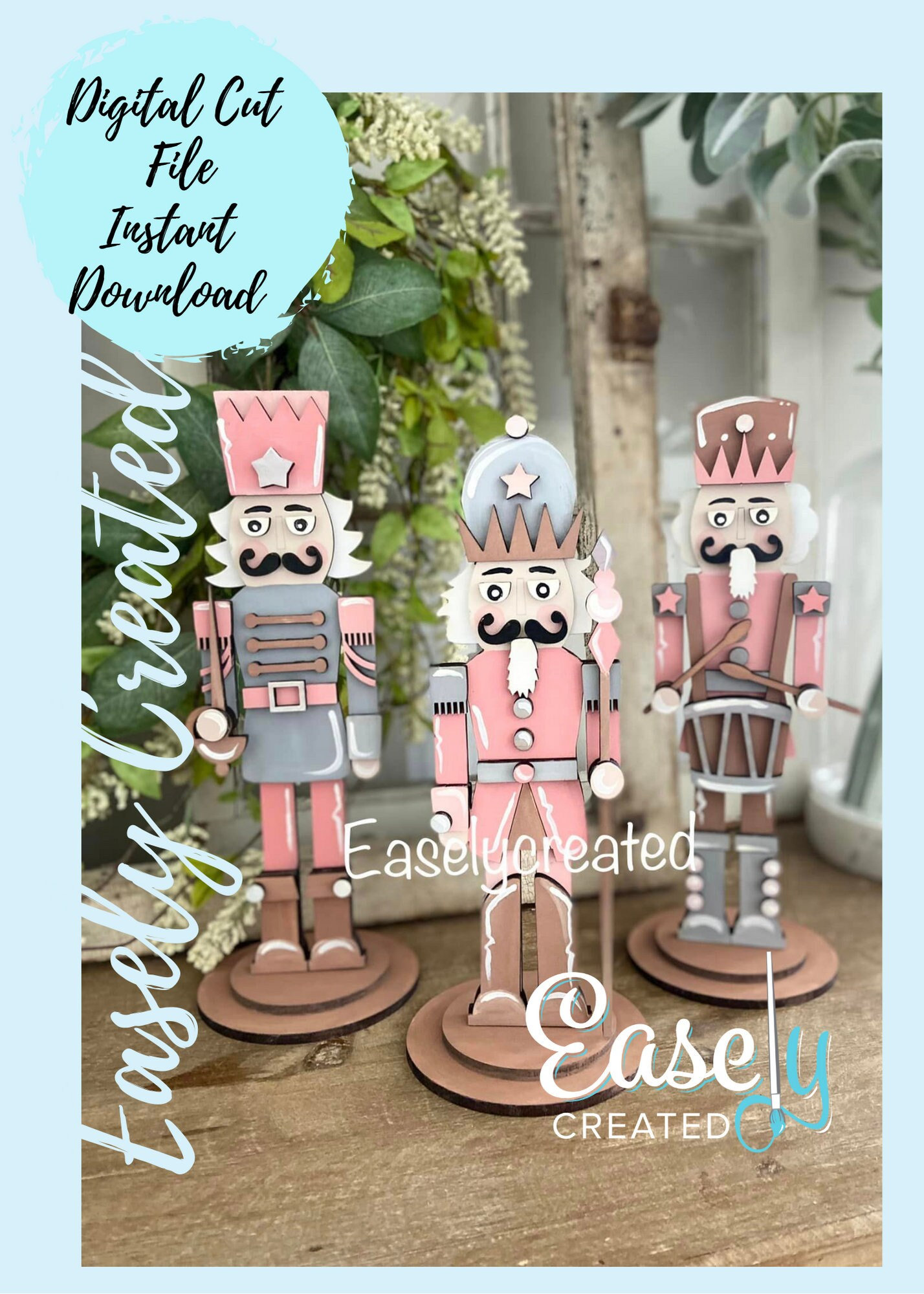 Nutcracker Shelf Sitter Set of 3 Vintage Chrsitmas Sign SVG