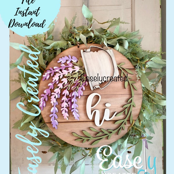 Interchangeable 15" Round Seasonal insert for Bucket Door Hanger "Lavender" Sign SVG  Holiday Porch Laser Ready  Glowforge SVG