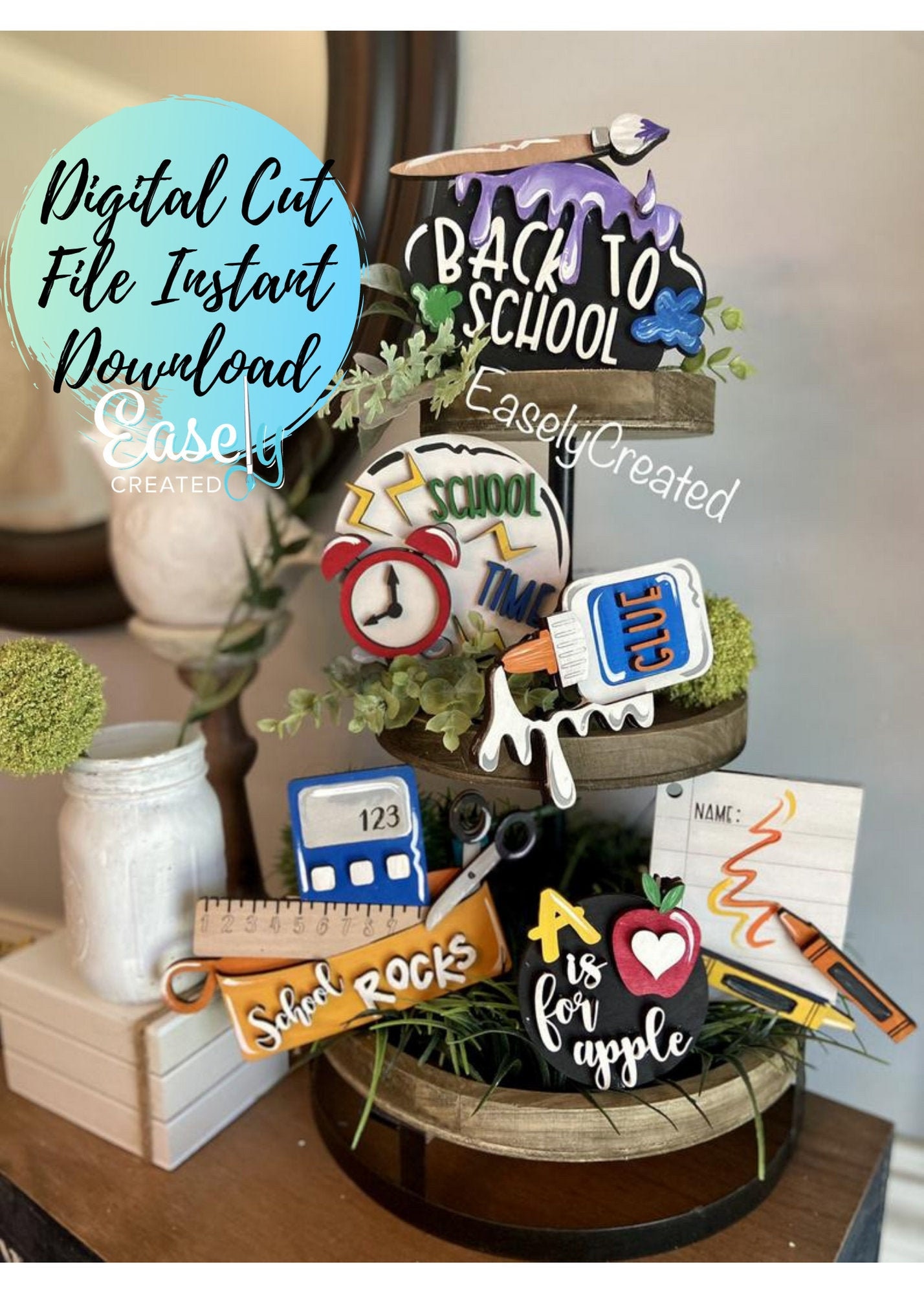 Back to School Tiered Tray Digital Download File - Teacher Tiered Tra…