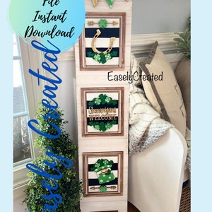 Large 42&quot;  Interchangeable Ladder March Shenanigans St Patricks Day  Sign SVG Home Sweet Home Display Easel  Glowforge SVG  Porch Sign