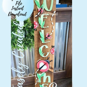 Willkommen Marienkäfer Sommer Porch Leaner Zeichen SVG Datei Lady Bug Porch Sign SVG - Large Porch Display