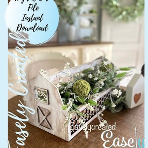 Farmhouse Barn Centerpiece Table  Box Digital File  - Farm Sweet Farm Chicken wire Sign SVG   Glowforge Laser Ready SVG