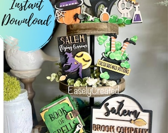 Witch Tiered Tray Digital Download File - Pumpkin Tiered Tray - Halloween Tiered Tray  October Tiered Tray Glowforge File Fall Tiered Tray