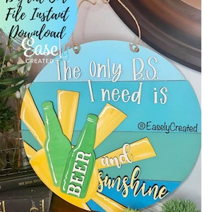 Beer and Sunshine Door Hanger SVG  Digital File - Summer door hanger Summer Sign Summer Porch Sign