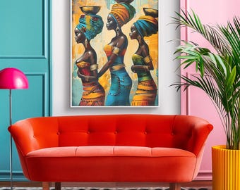 Afrikanische Frauen Kunstdruck Set: Kulturelle Wohndekoration (Digitaler Download)
