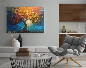 Ölbild Baum des Lebens Kunstdrucke: Natur Wanddekoration (Digitaler Download)
