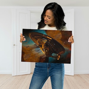 Póster de nave espacial dibujado a mano, USS Enterprise E, decoración de pared para el hogar, la oficina, la cueva del hombre, el garaje - Comic-Con - Trekkie - Fanático de la ciencia ficción