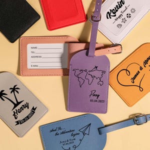 Personalized Vegan Leather Luggage Tag,custom luggage tag,Engraved Monogram Luggage Tags,Personalised Tag,Honeymoon luggage tag,Travel Gifts