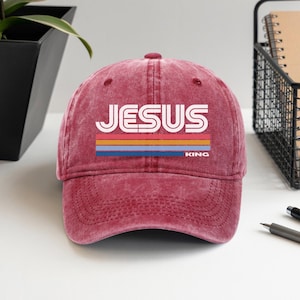 Jesus König Baseballmütze, Christian Gestickte Yeshua Cap, religiöser Glaube Hut, verstellbare Trucker Cap, inspirierendes christliches Geschenk