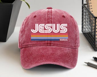Jesus König Baseballmütze, Christian Gestickte Yeshua Cap, religiöser Glaube Hut, verstellbare Trucker Cap, inspirierendes christliches Geschenk