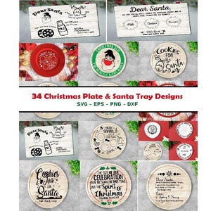 Dear Santa Tray SVG PNG 34 Bundle, Christmas SVG, Santa Tray Santa Plate svg, Santa Milk Cookies svg, Cookies for Santa svg, wortel svg