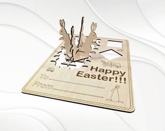 Bunny Easter Card, Design Laser Cutting , Easter gift and decor, egg holder