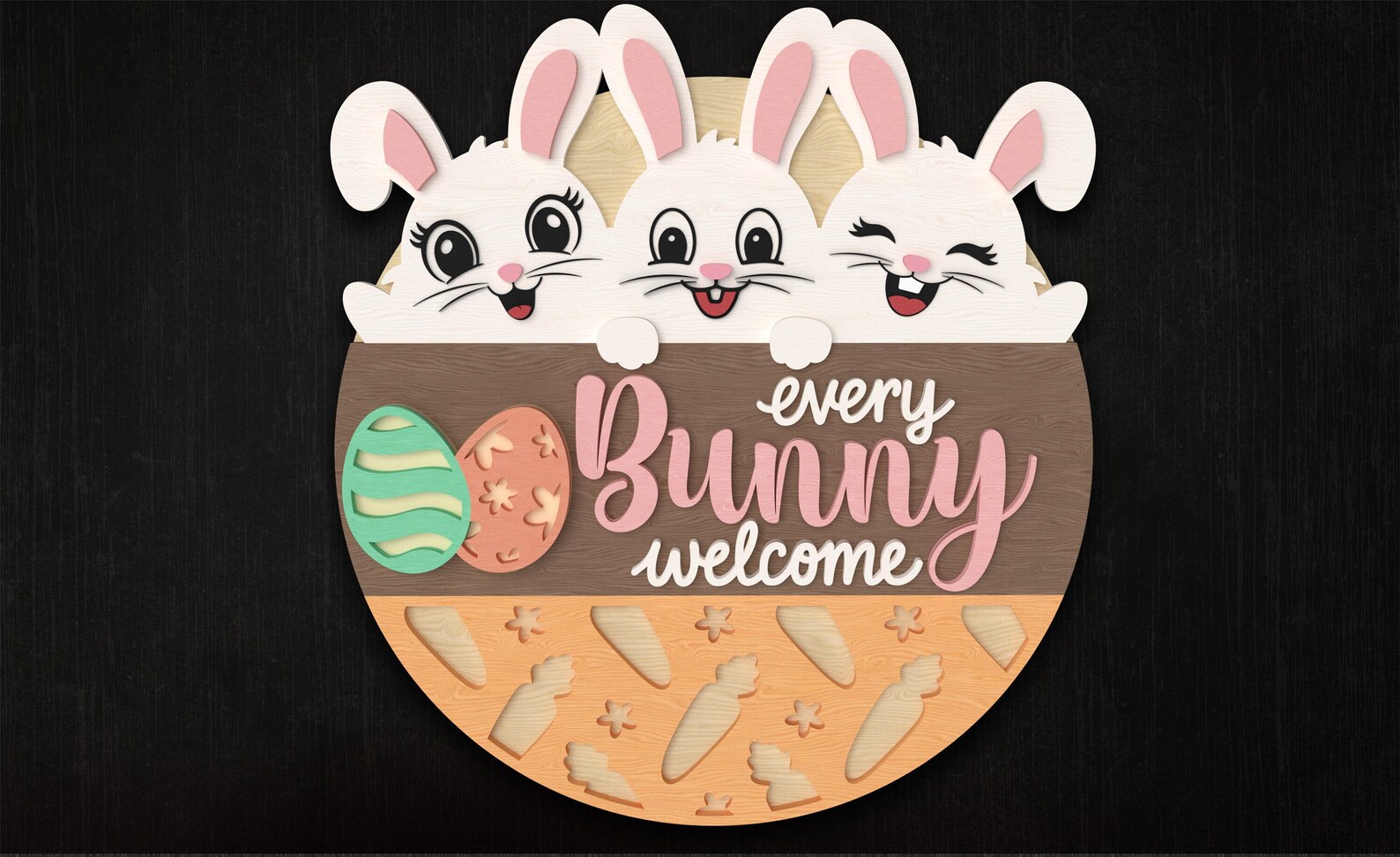 Easter Bunny Welcome Sign SVG Laser Cut Files: Spring Door Hanger SVG ...