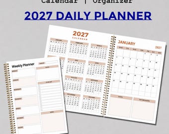 2027 Planner 365 Days Canva Template | KDP Interior Printable PDF | Daily Weekly Monthly Planner