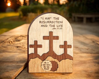 Easter Risen Stand decor SVG, Easter Day svg, He is Risen svg, Christian Jesus Cross Art svg, Glowforge svg files, Laser cut files