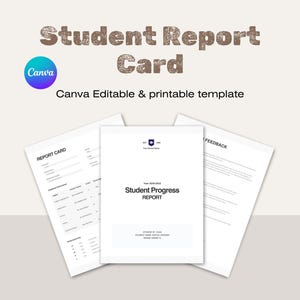 Carnet de notes des élèves, feuille de rapport modifiable pour l'école à la maison, modèle Canva de rapport de l'élève