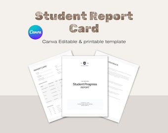 Editable Student Report Card Template: Homeschool & Teacher Canva Design