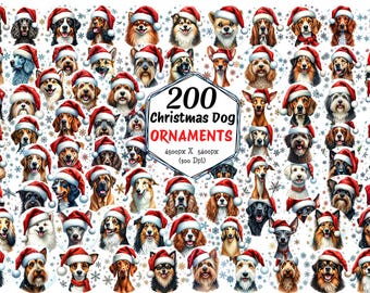 クリスマス犬用オーナメント、200種類のクリスマス犬用オーナメント PNG バンドル
