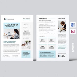 Casestudysjabloon | Microsoft Word | Adobe Indesign | Businesscaserapport | Zakelijke one-pager | Zakelijke briefing van het bedrijf | Projectinformatieblad