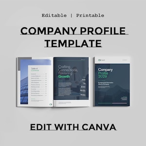 Canva Company Profile Template: Corporate Brochure, Business Report (A4/US Letter CMYK Format)