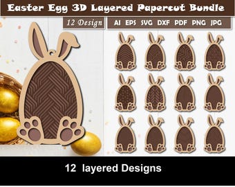 Easter Bunny Basket Tags, Easter Bunny keychain bundle SVG Papercut