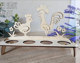 Egg Holder SVG Bundle Laser Cut, Cute Easter Egg Holder Laser Cut Svg File Glowforge Wooden Easter Egg Holder Basket Decor Home